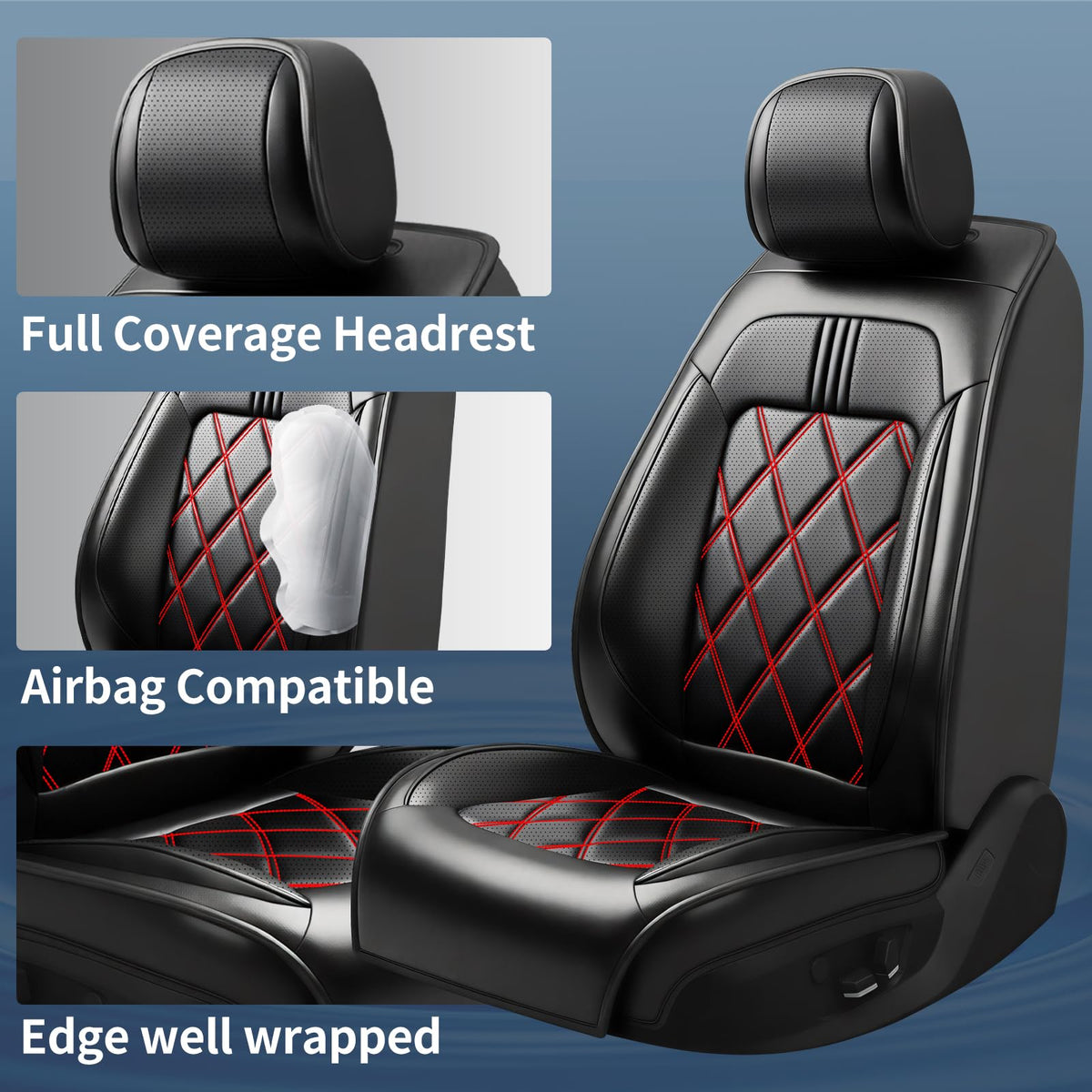 Car Seat Covers Red Black N4929