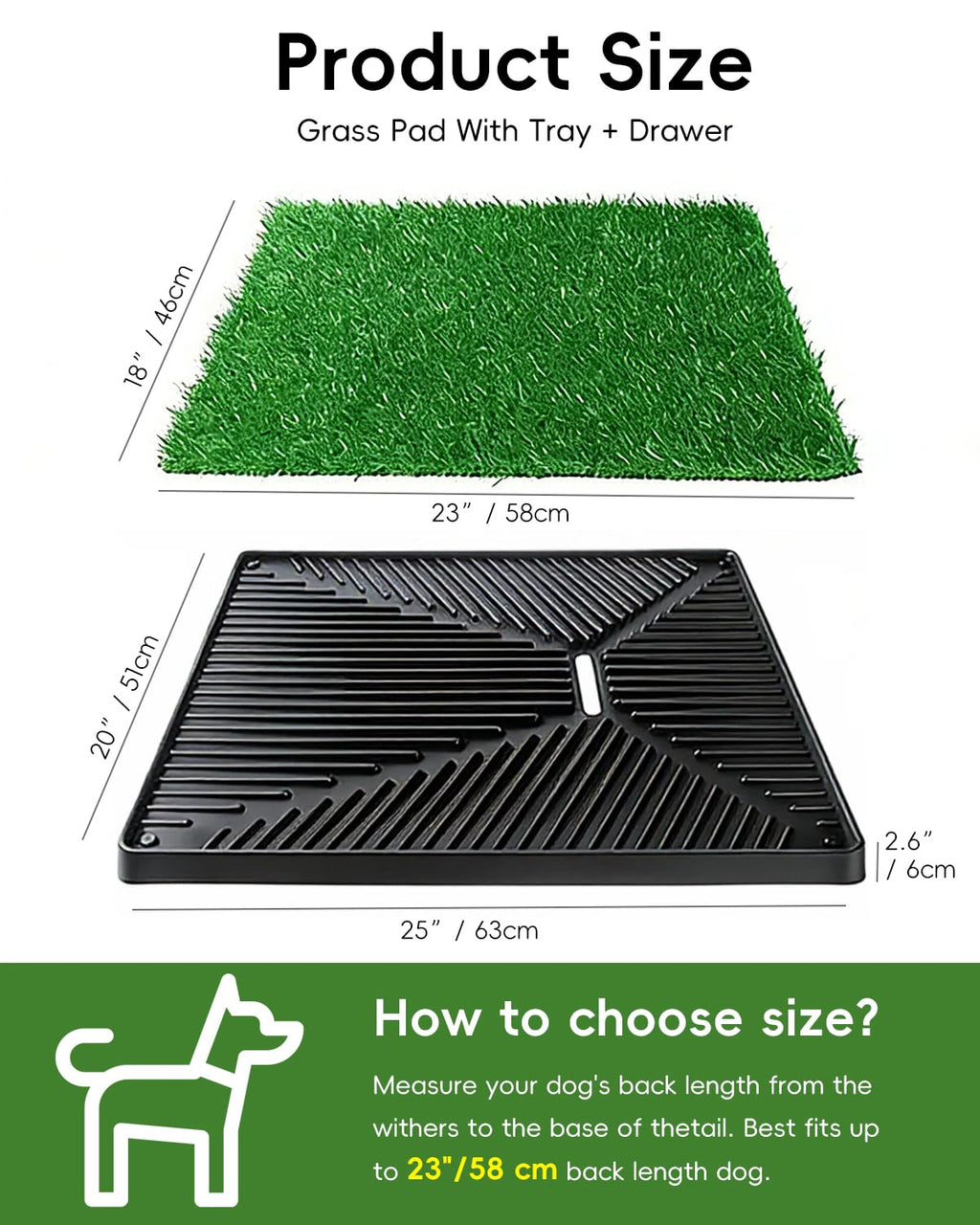 25" x 20" Artificial Grass Dog Potty Training Pad with Tray K7465