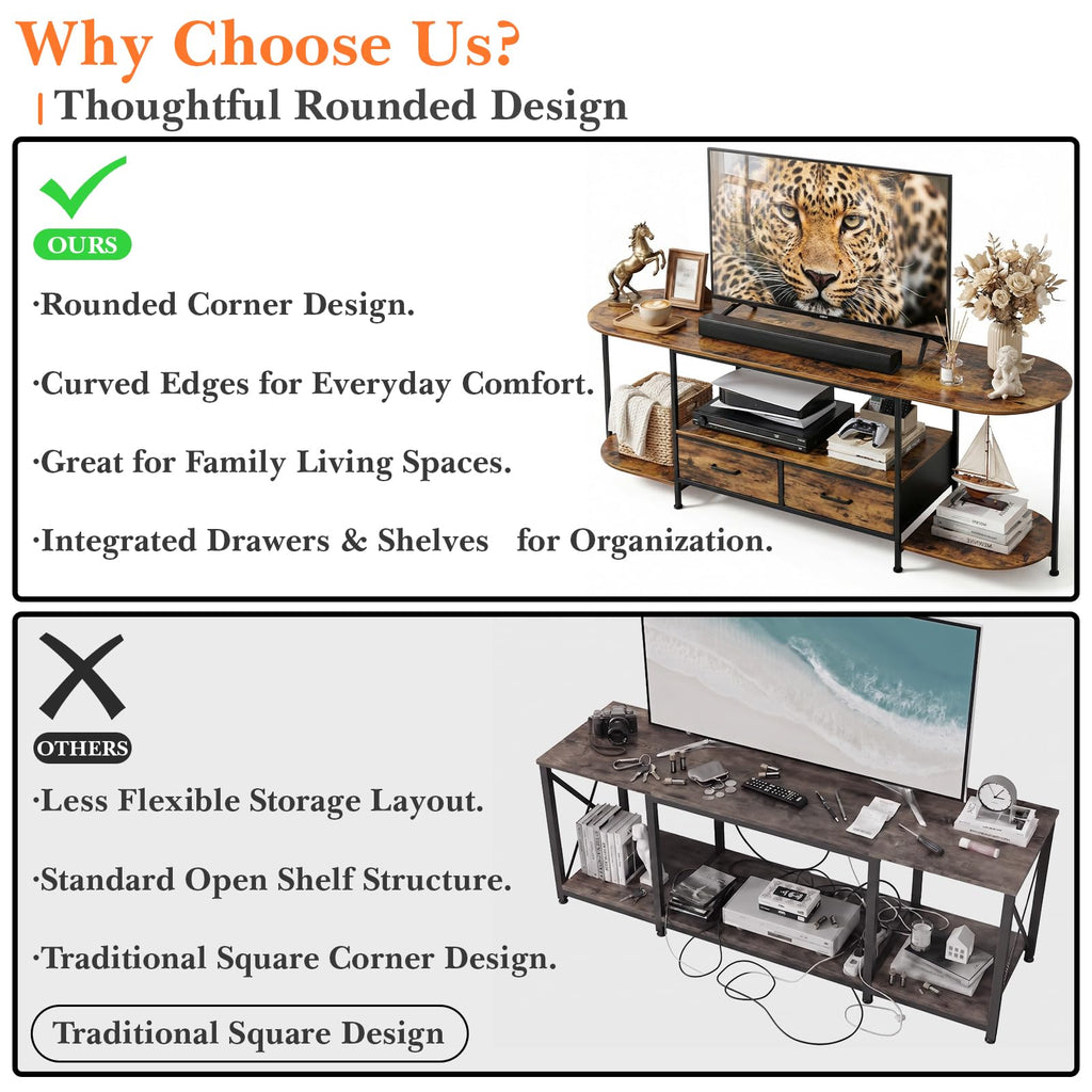 63" TV Stand with 2 Fabric Drawers L86863