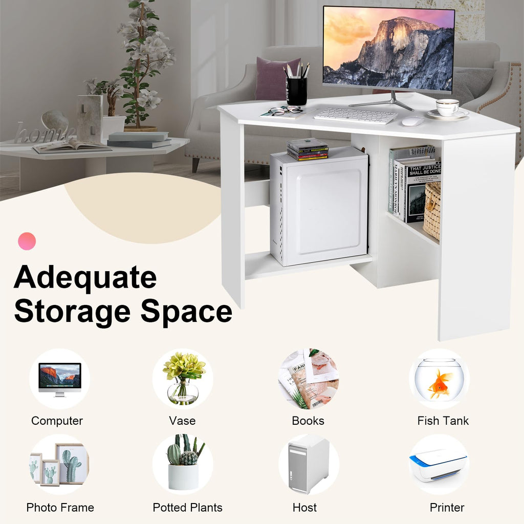 White Compact Corner Desk U189