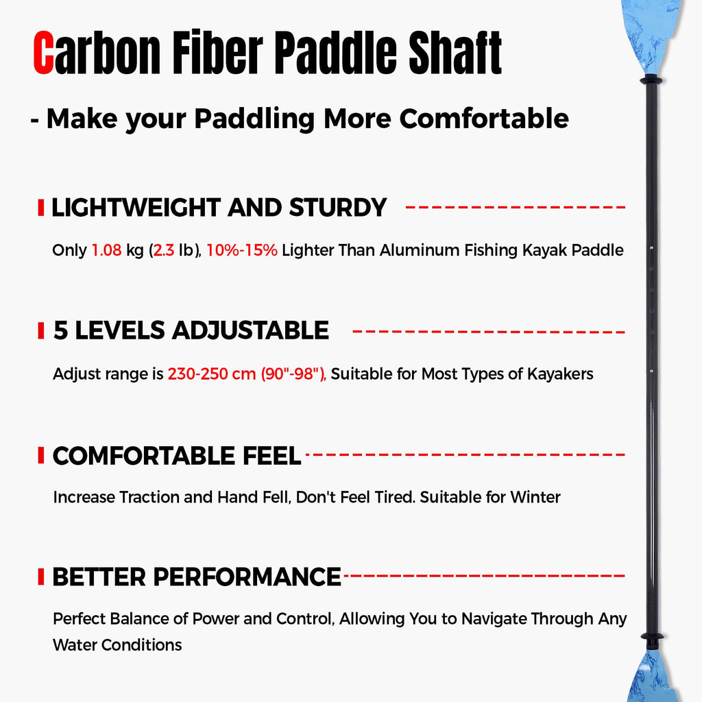 Adjustable Carbon Fiber Kayak Paddle U743