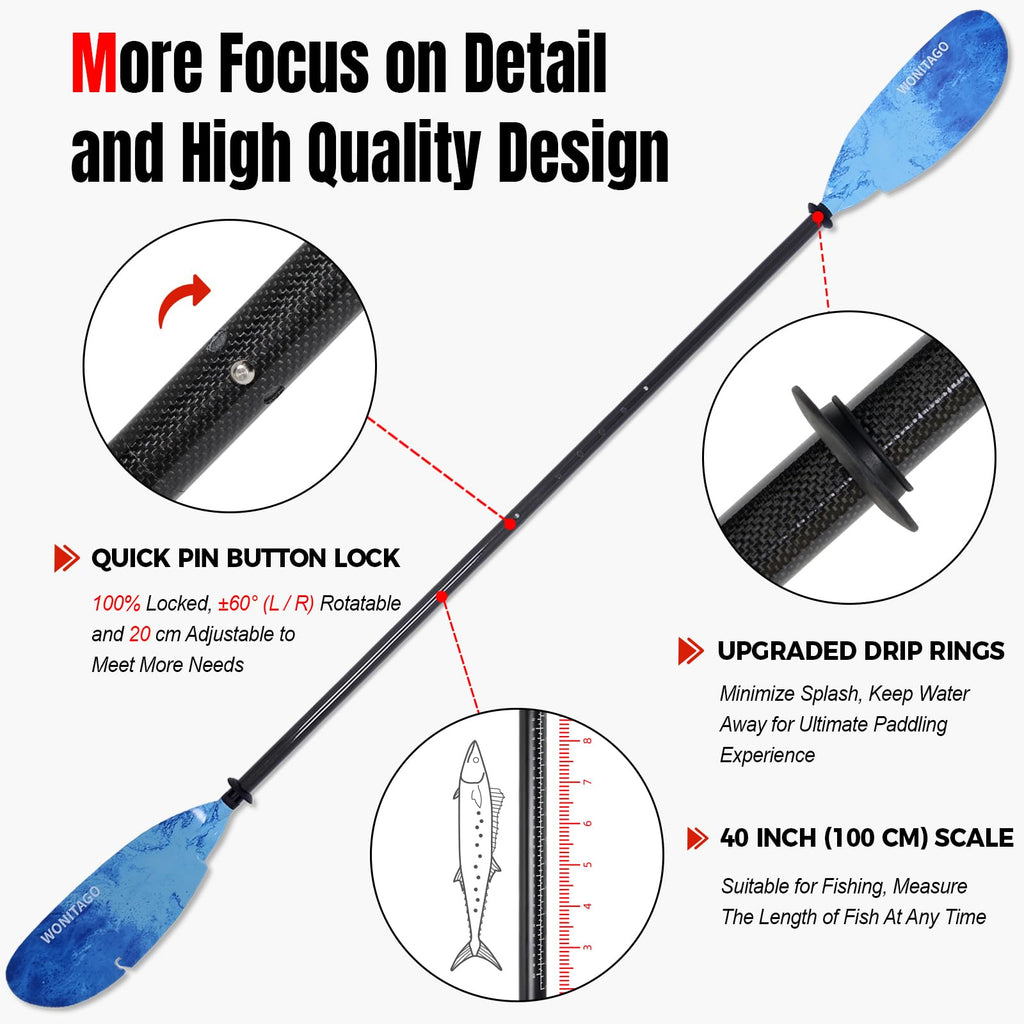 Adjustable Carbon Fiber Kayak Paddle U743