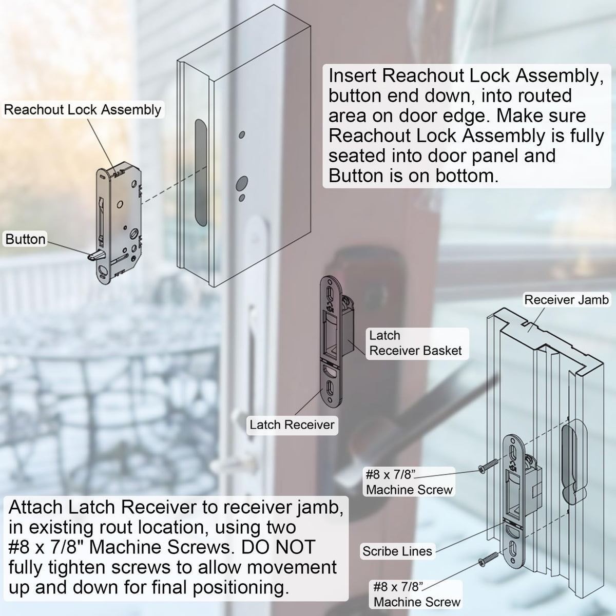 Sliding Patio Door Lock and Receiver Kit E618