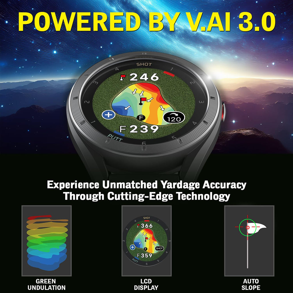 GPS Golf Watch with Green Undulation Slope Mode 1.2" Color Touchscreen Y65676