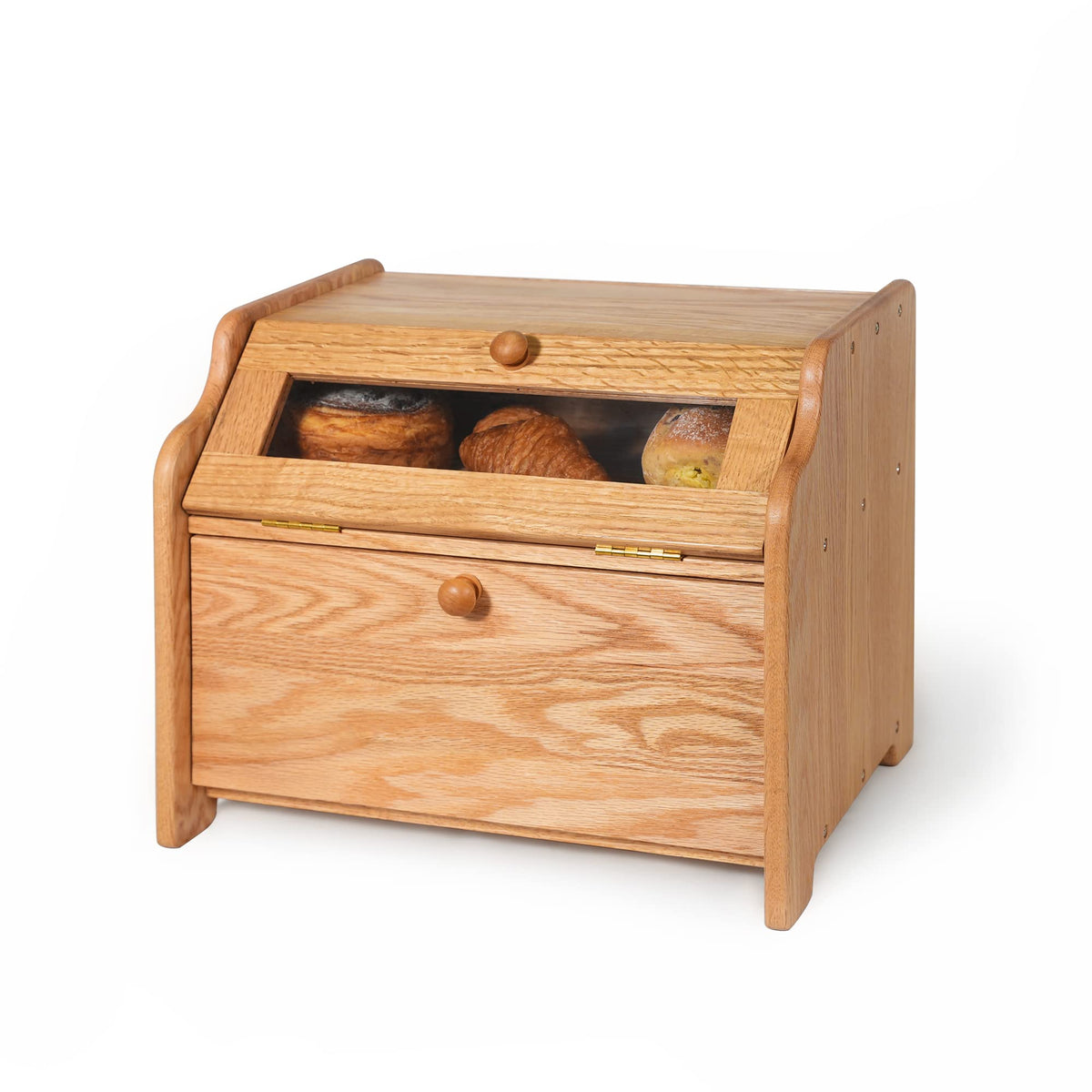 Solid Wood Oak Bread Box with Clear Window Y187881