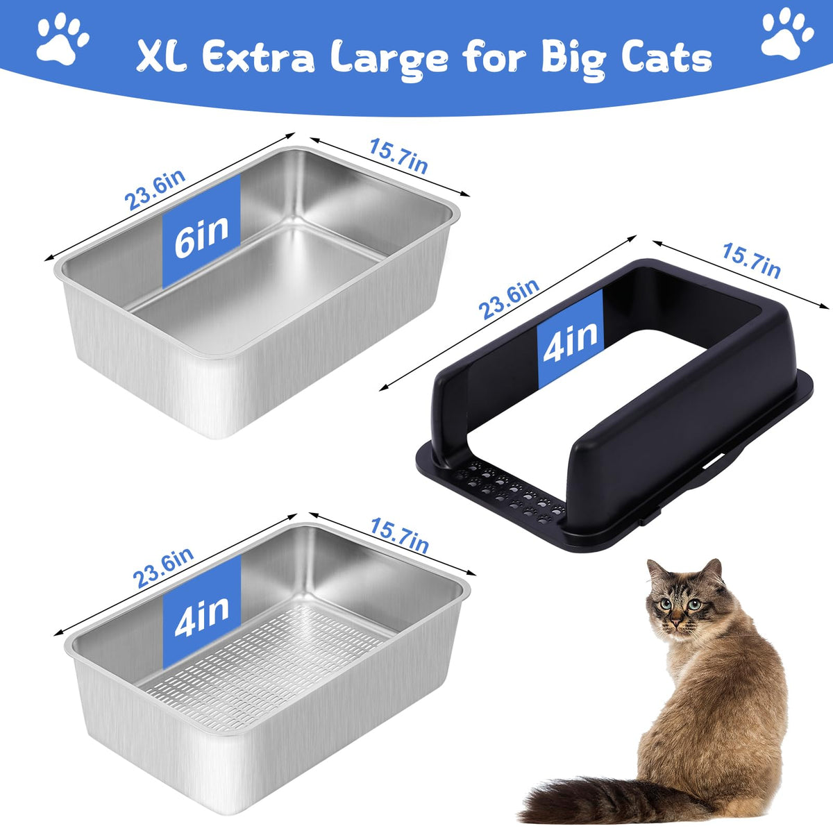 Stainless Steel Sifting Litter Box with Lid C129912