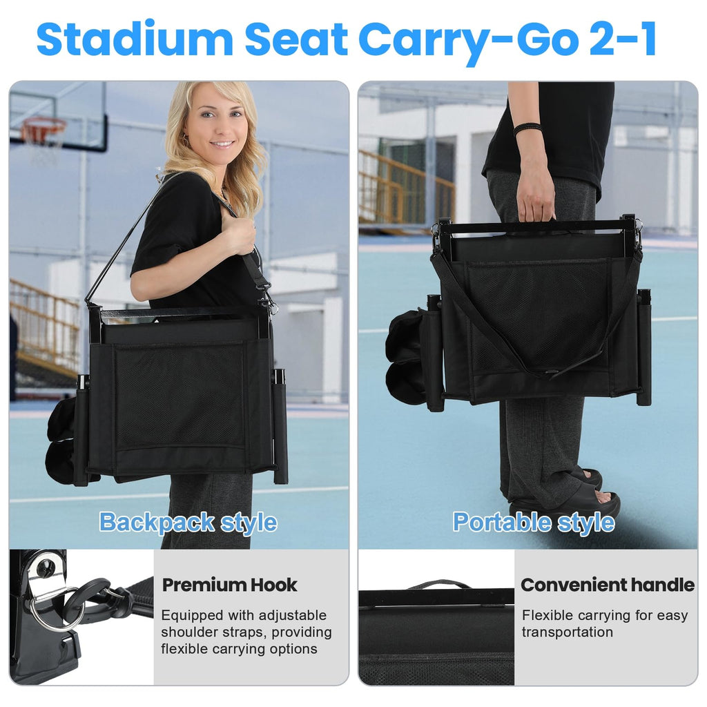 2 Pcs Folding Stadium Seat with Back Support and Cushion W405374