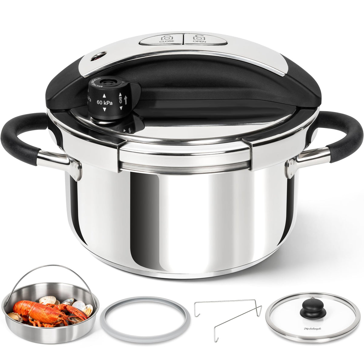 3.2QT Stainless Steel Stovetop Pressure Cooker B39459