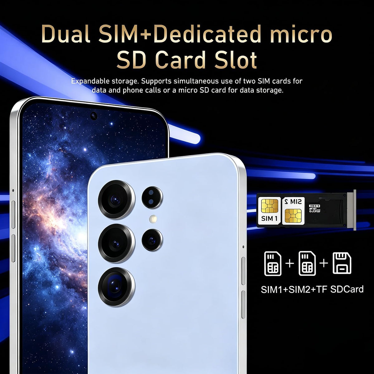4G Unlocked Android Smartphone 6.6'' HD+ Display 4GB RAM 32GB ROM Black N9982