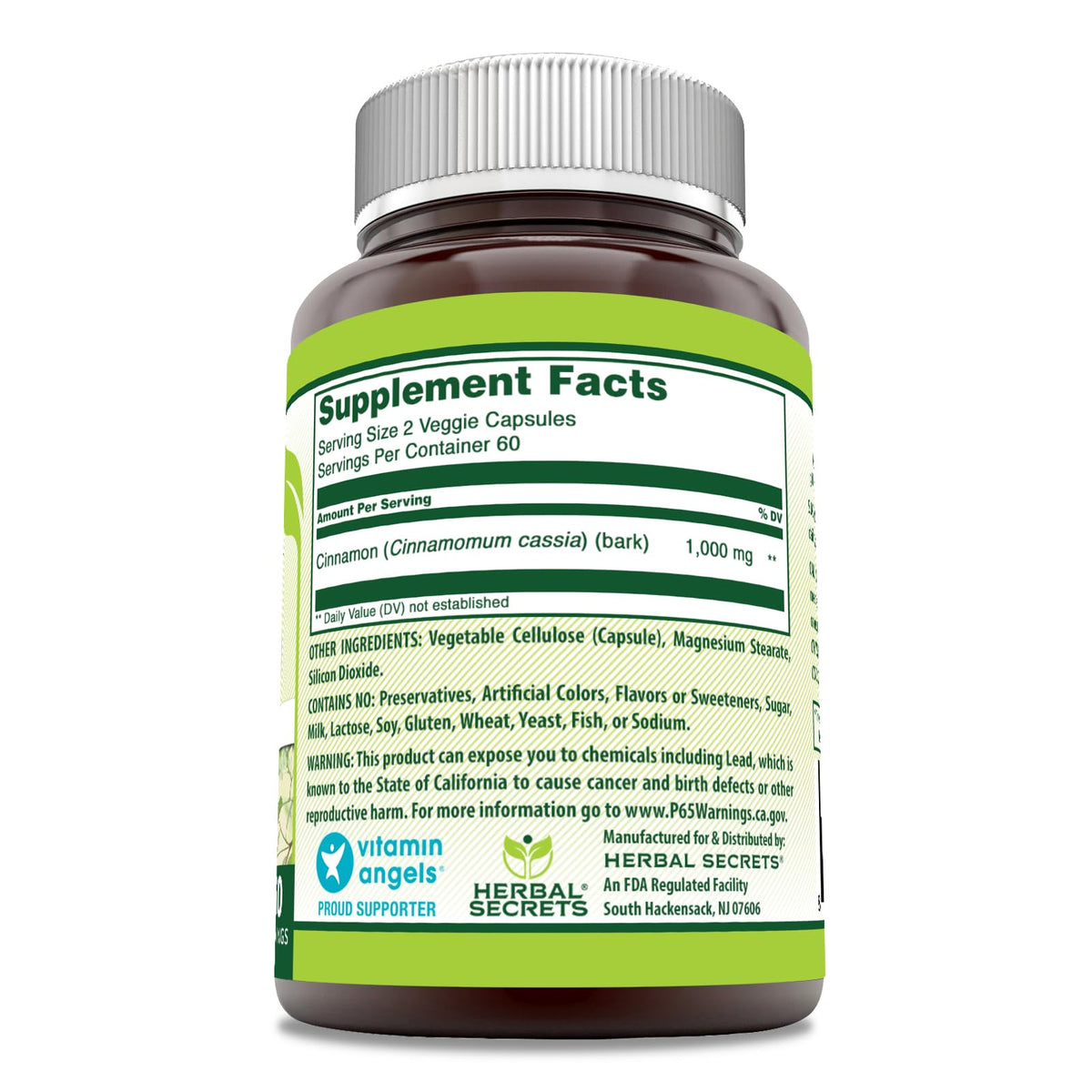 Cinnamon Supplement 1000 Mg 120 Veggie Capsules Q727