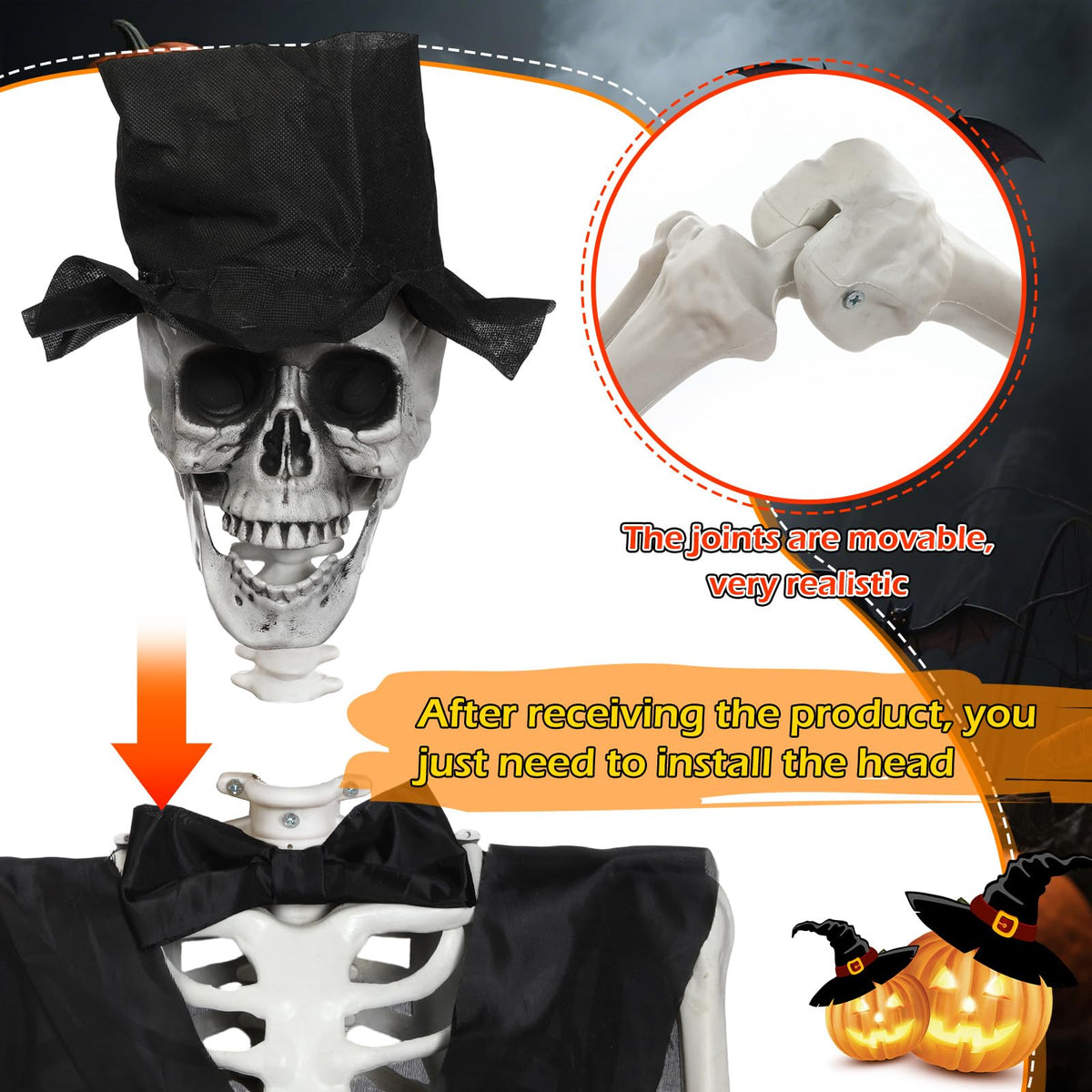 2 Set 5.4 Ft Posable Skeleton Decor L265312