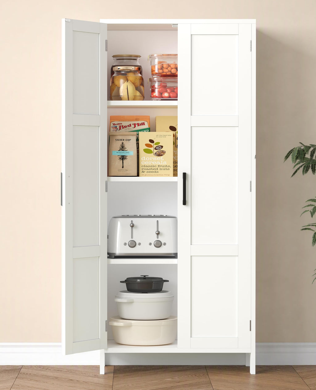 51.2"H Tall White 2 Doors Bathroom Cabinet H430