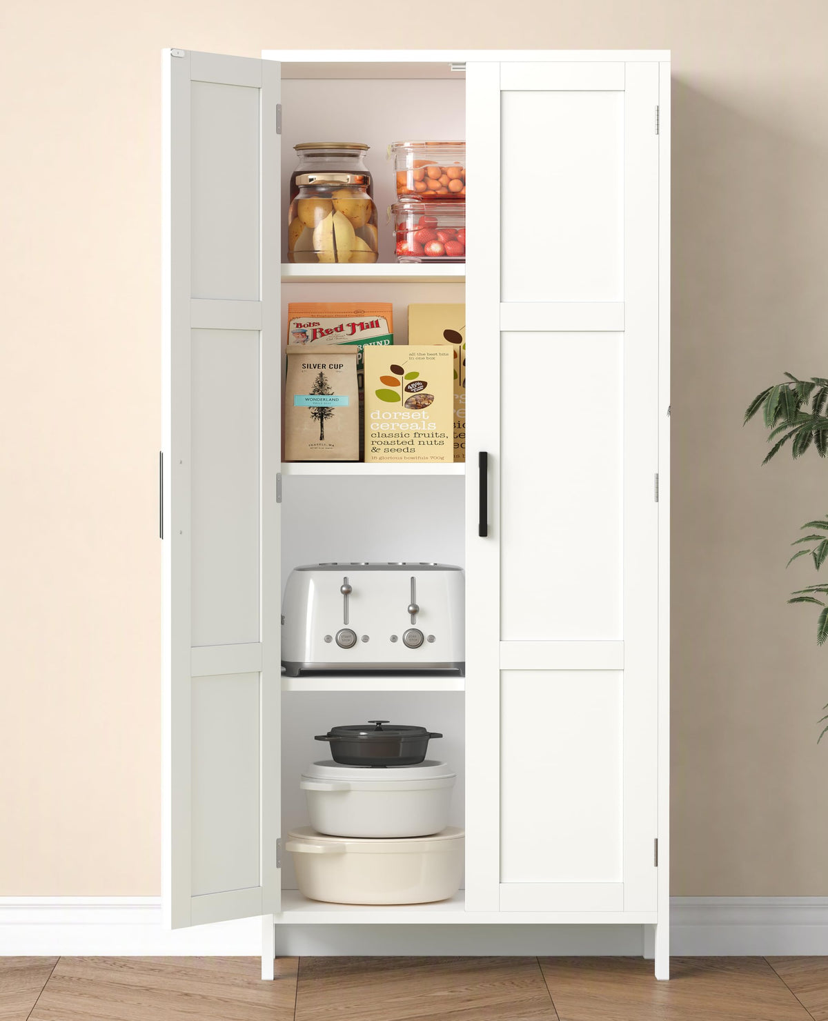51.2"H Tall White 2 Doors Bathroom Cabinet H430