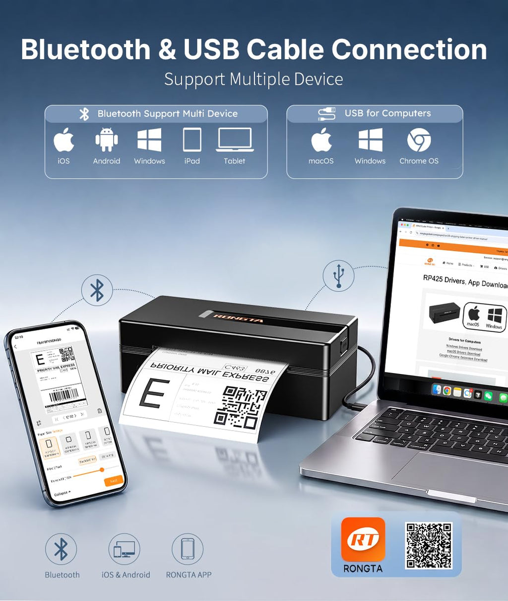 Bluetooth Thermal Shipping Label Printer O47395