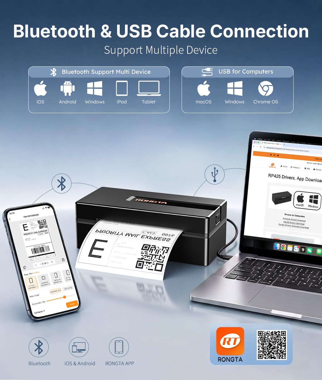Bluetooth Thermal Shipping Label Printer O47395