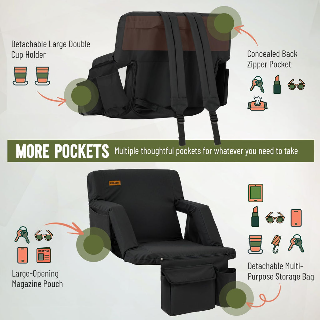 Stadium Seat with Back Support and Armrests, 2-Pack E2445