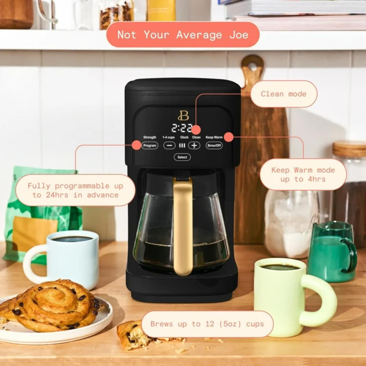 Programmable 12-Cup Drip Coffee Machine with Glass Carafe O3366