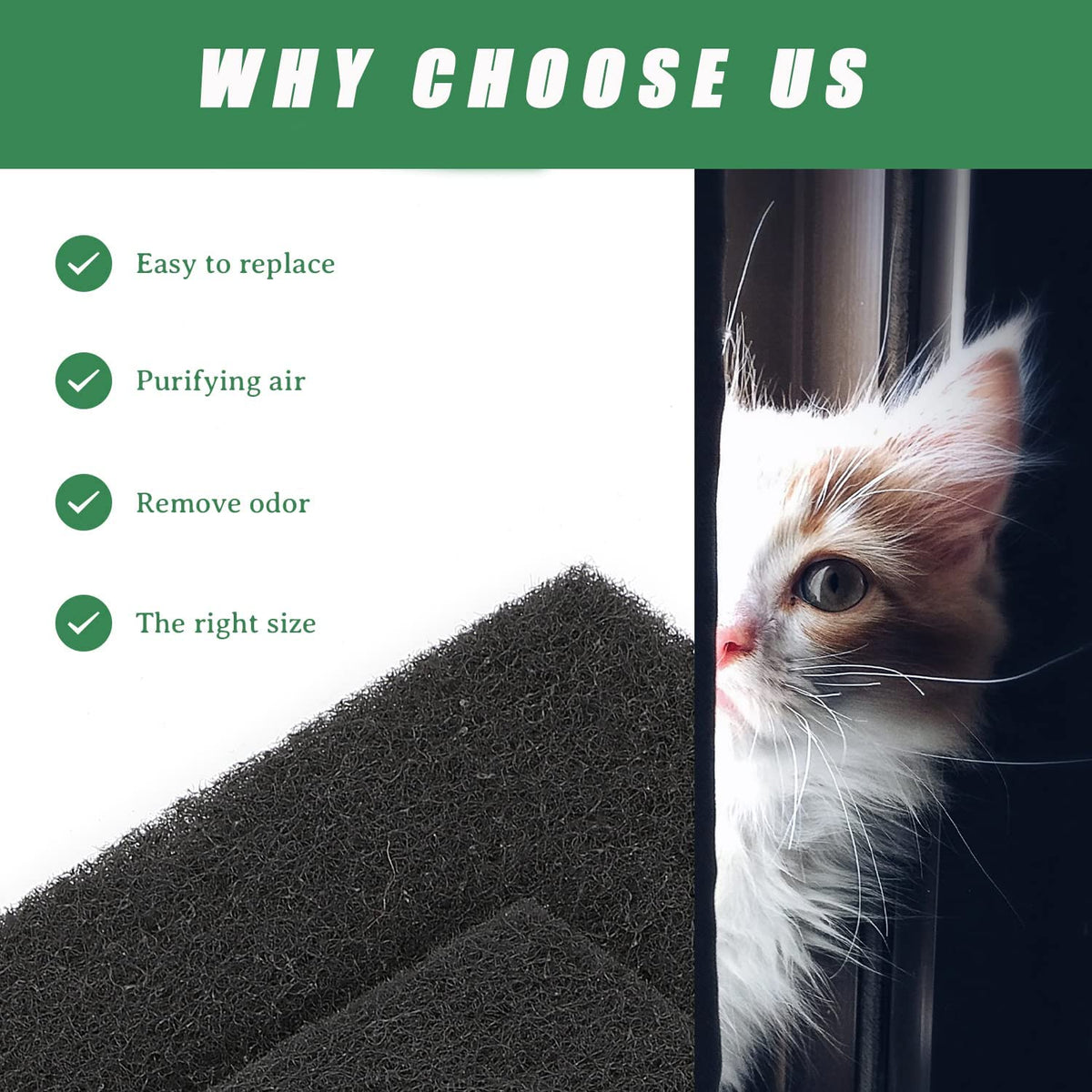 Activated Carbon Cat Litter Box Replacement Filters 4 Pack N3816