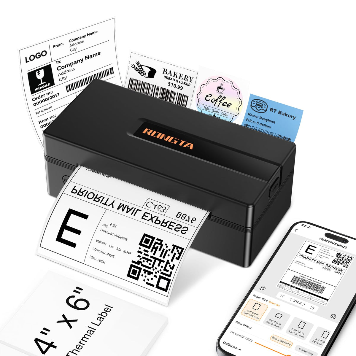 Bluetooth Thermal Shipping Label Printer O47395