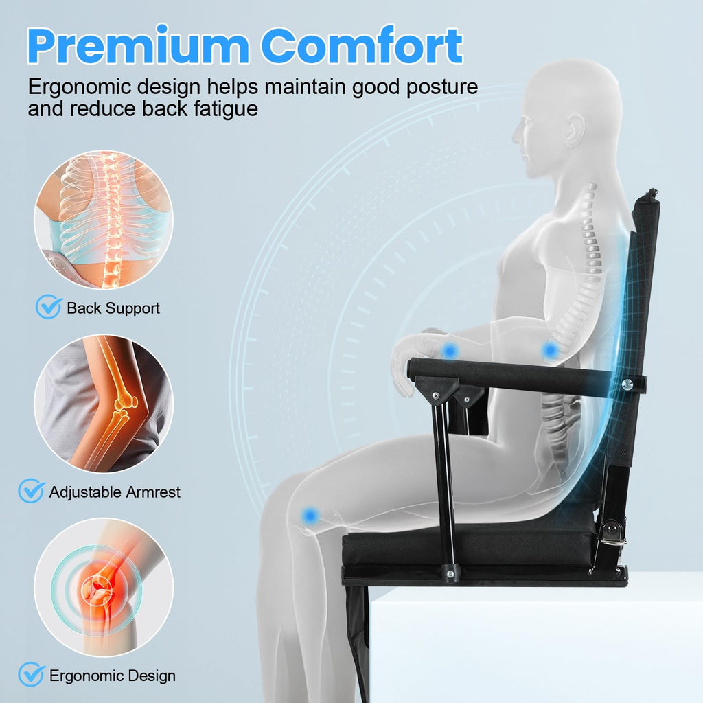 2 Pcs Folding Stadium Seat with Back Support and Cushion W405374