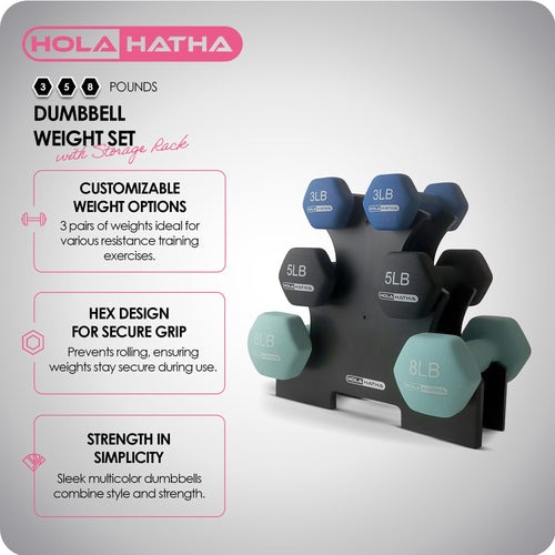 1, 2 and 3 lb Neoprene Dumbbell Set with Rack W409