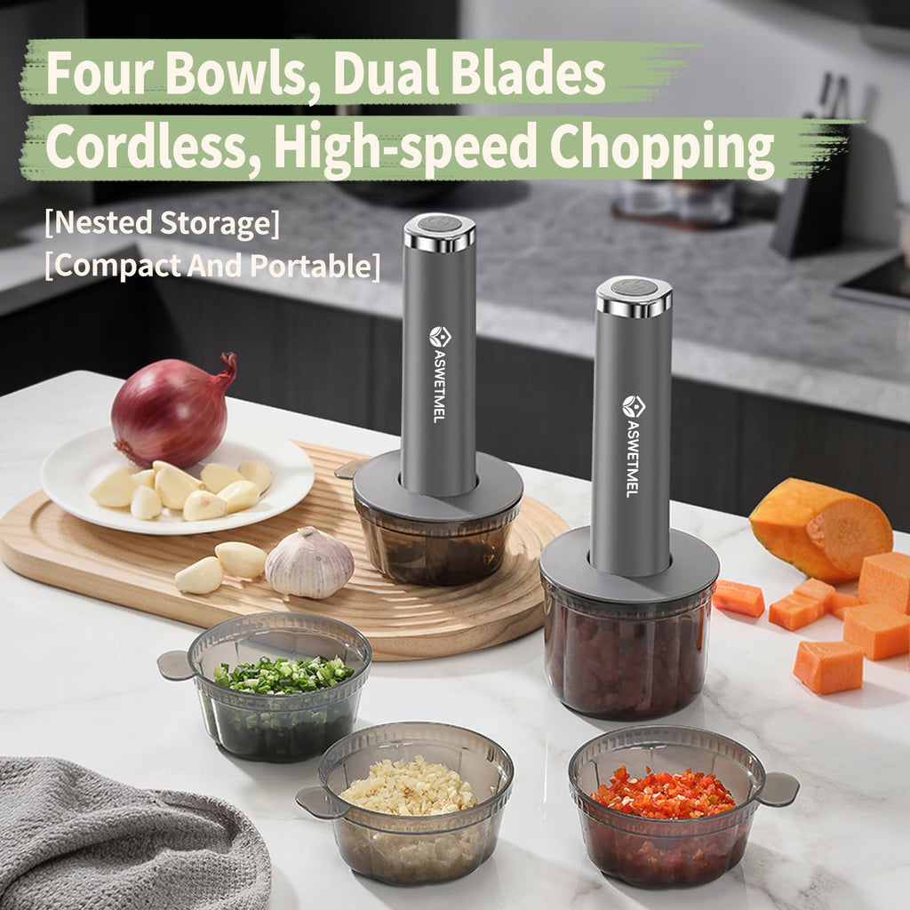 Grey 4-Cup Electric Mini Food Processor I489