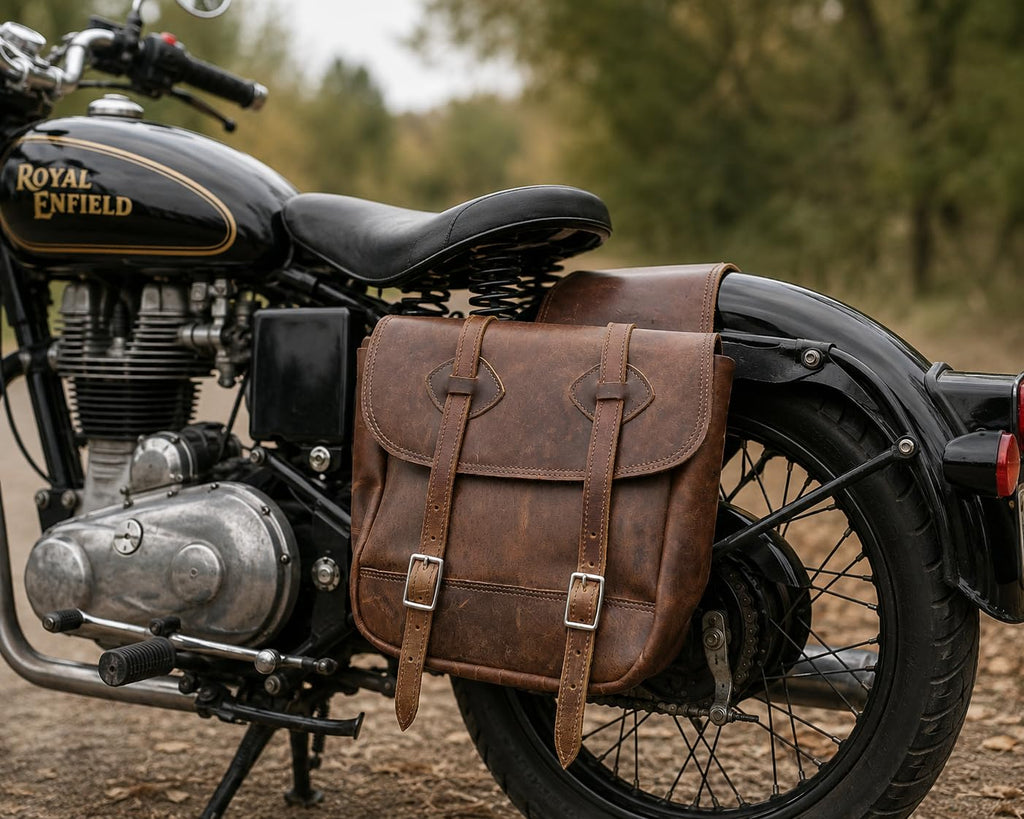 Leather Saddle Bag with Adjustable Strap 11X11X3.5 Inch D536