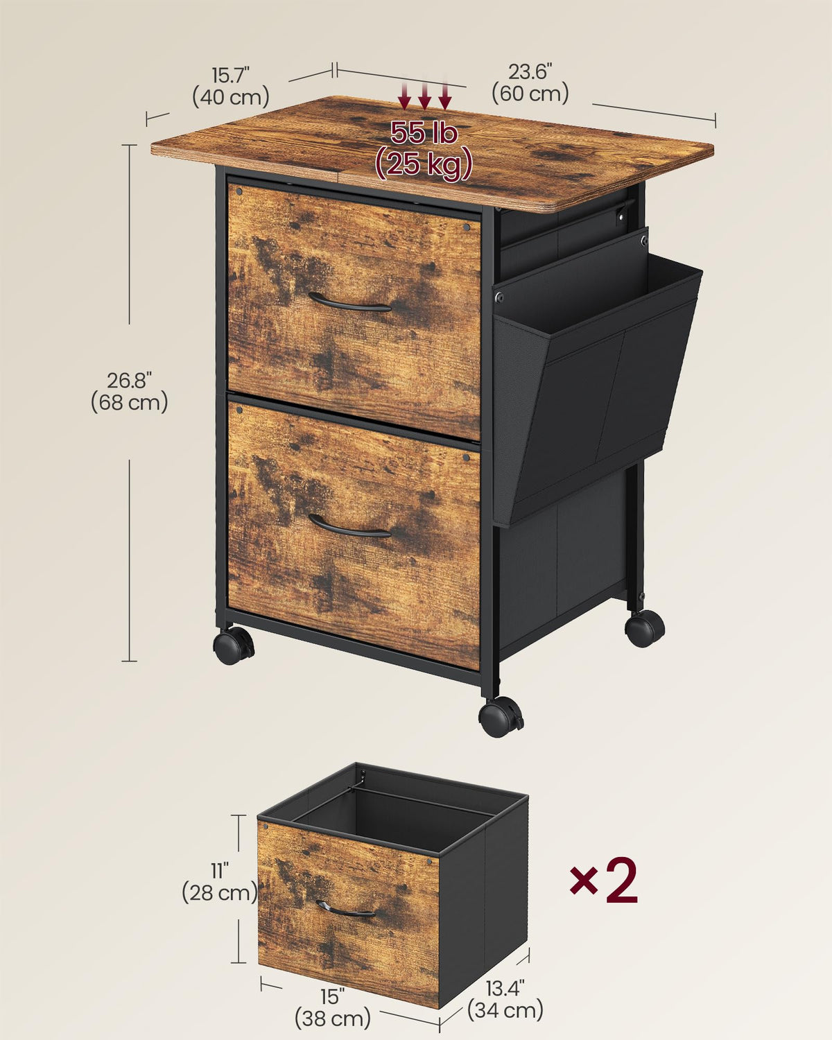 2-Drawer File Cabinet with Storage L863208