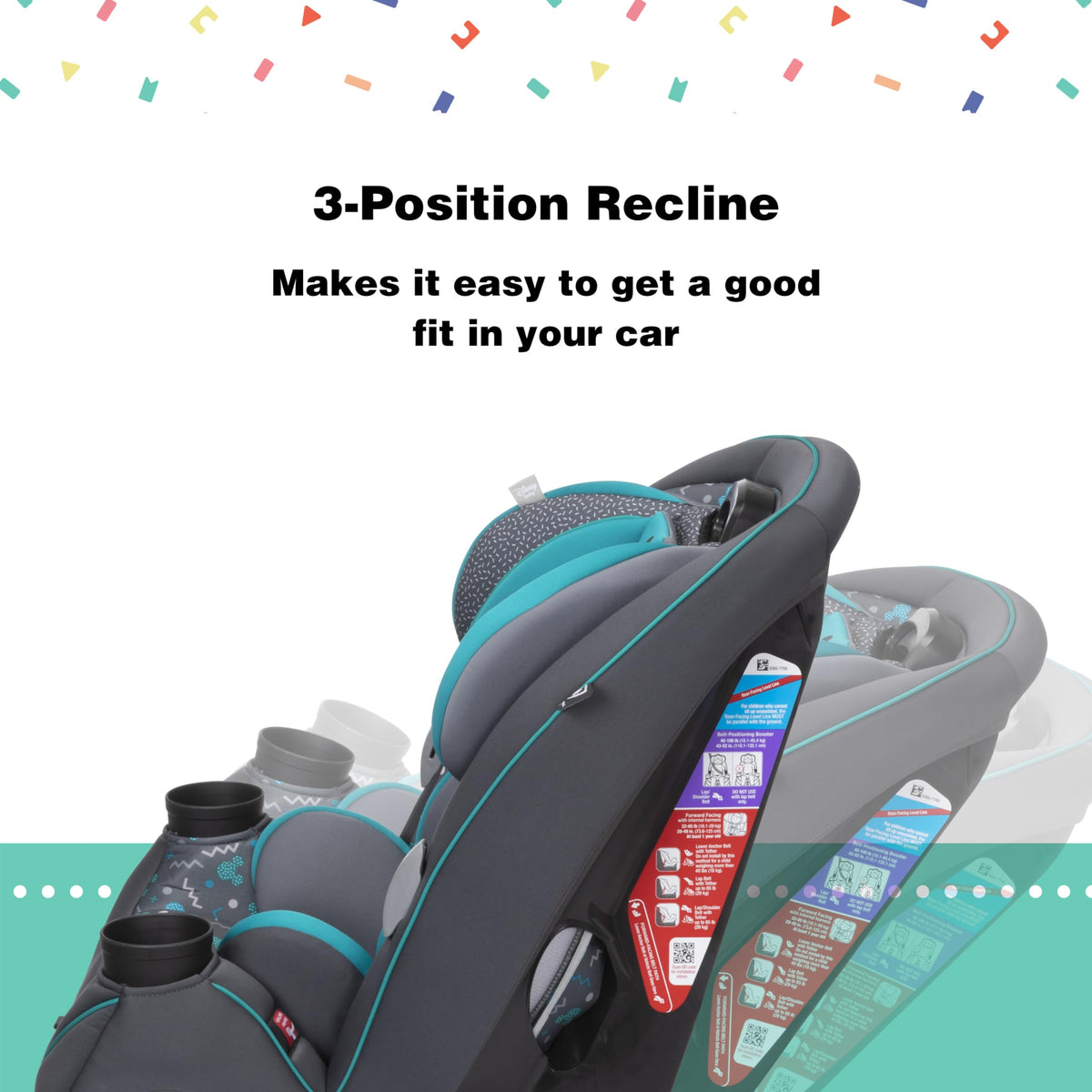 Convertible Car Seat, Rear Facing 5-40 pounds, Forward Facing 30-65 pounds, Booster 40-100 lbs F5716