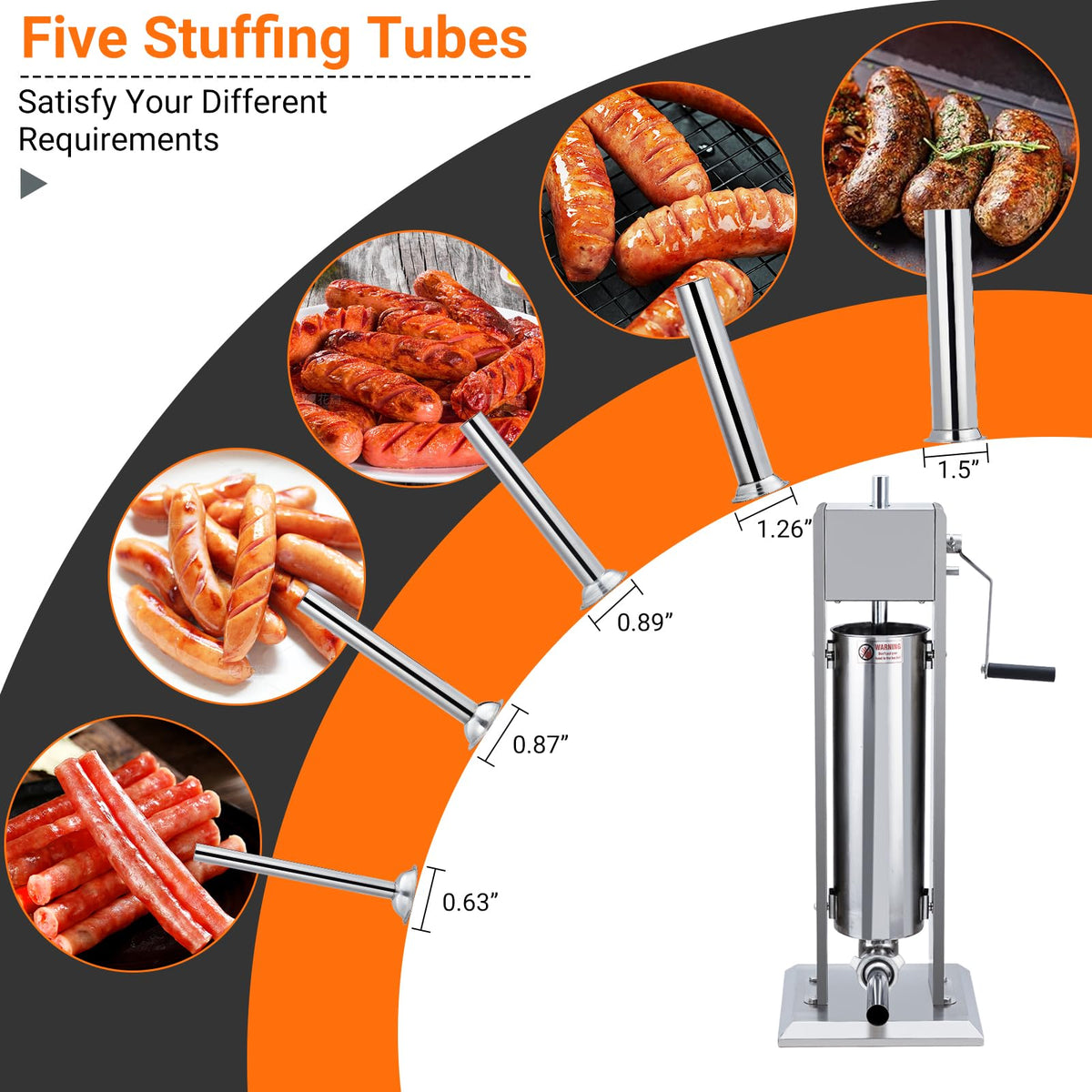 Heavy Duty Stainless Steel 15LBS Manual Sausage Stuffer Machine H1630