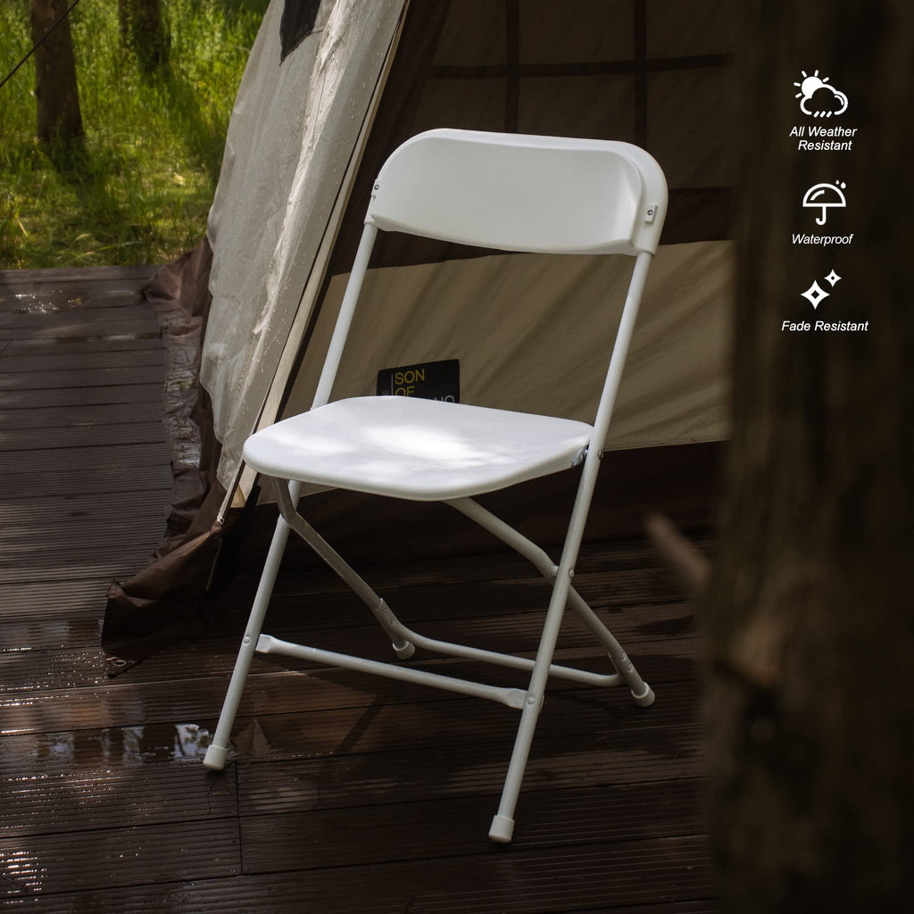 6 Pack White Plastic Folding Chair with Steel Frame C13200