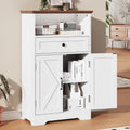 White Storage Cabinet with Barn Doors and Drawers P63370