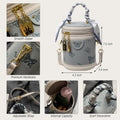 Crossbody Bucket Bag Vegan Leather Mini Round Top Handle Z821159