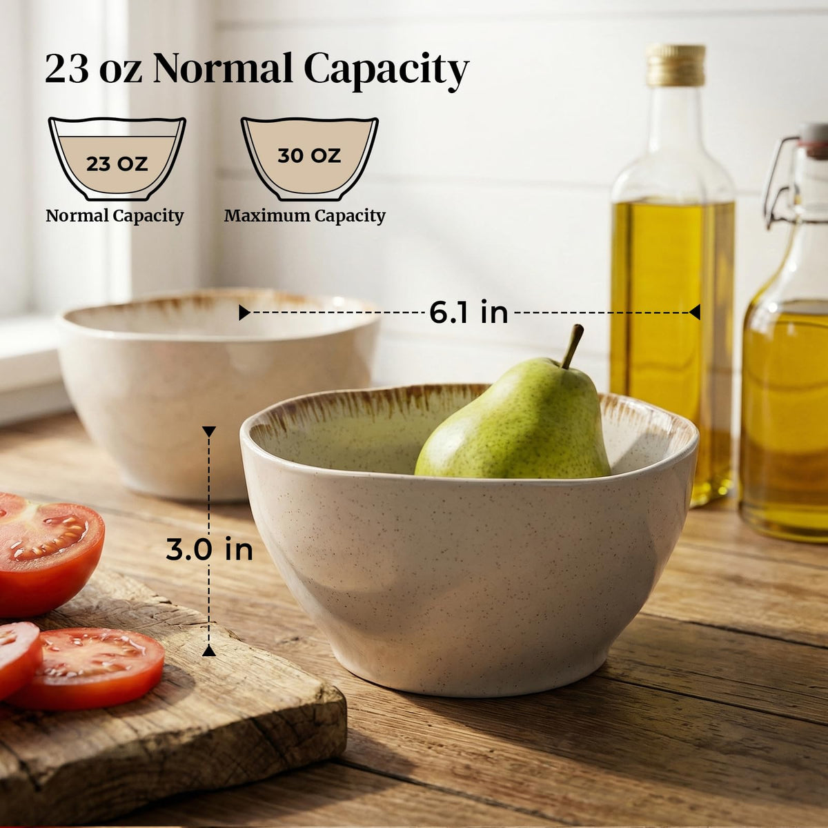 30 OZ Ceramic Soup Bowls Set of 4 Beige B31161