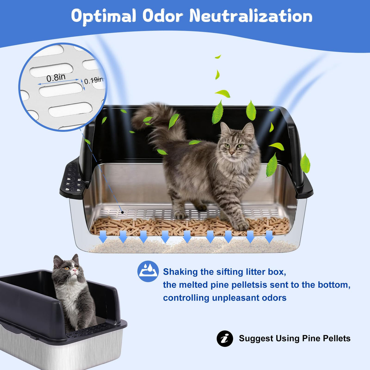Stainless Steel Sifting Litter Box with Lid C129912