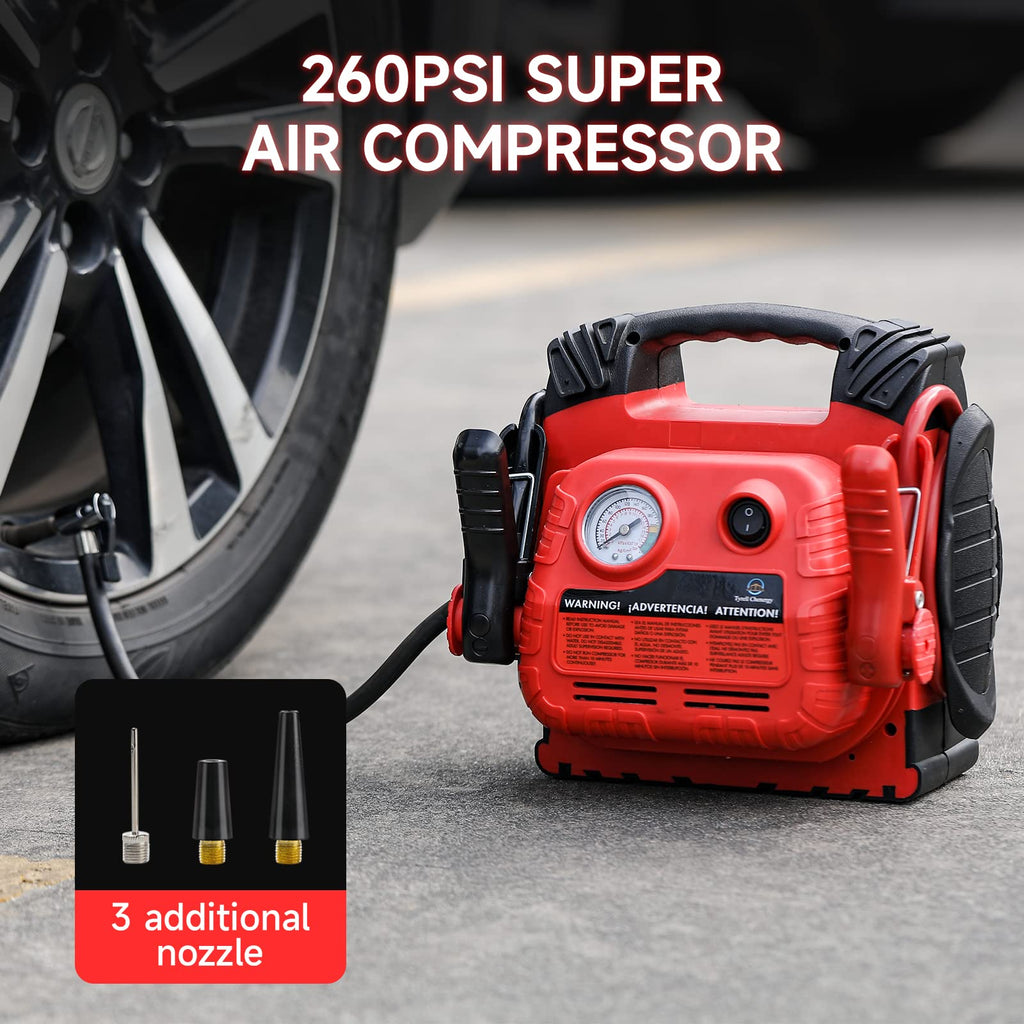 Portable Car Battery Jump Starter with Air Compressor 260PSI 1000Amp T523