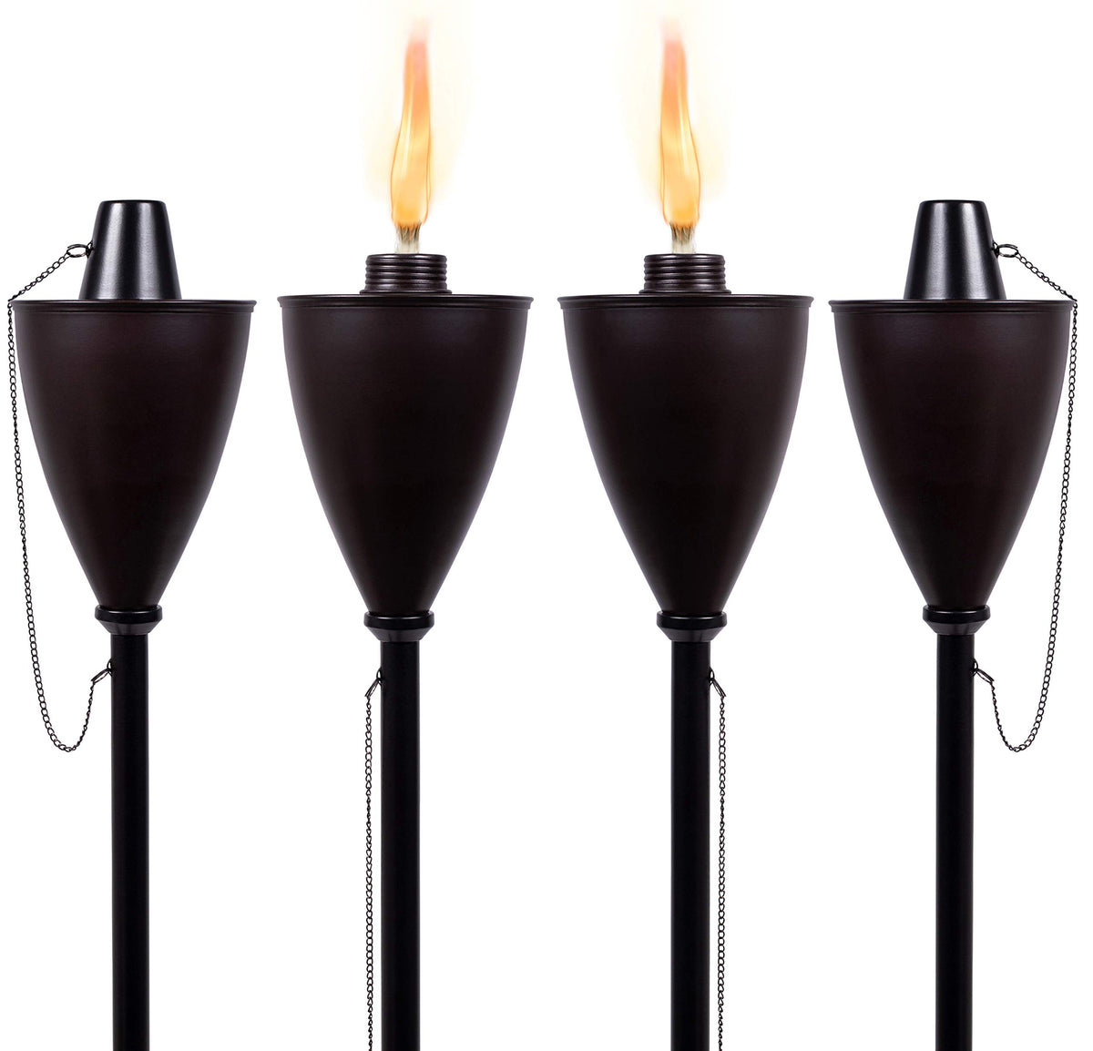 Outdoor Torches, Citronella Oil Compatible, Conical Bronze, 4 Pack Z598558