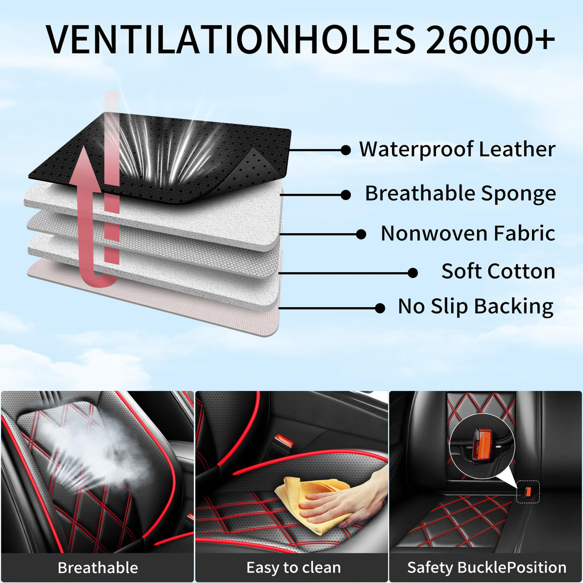 Car Seat Covers Red Black N4929