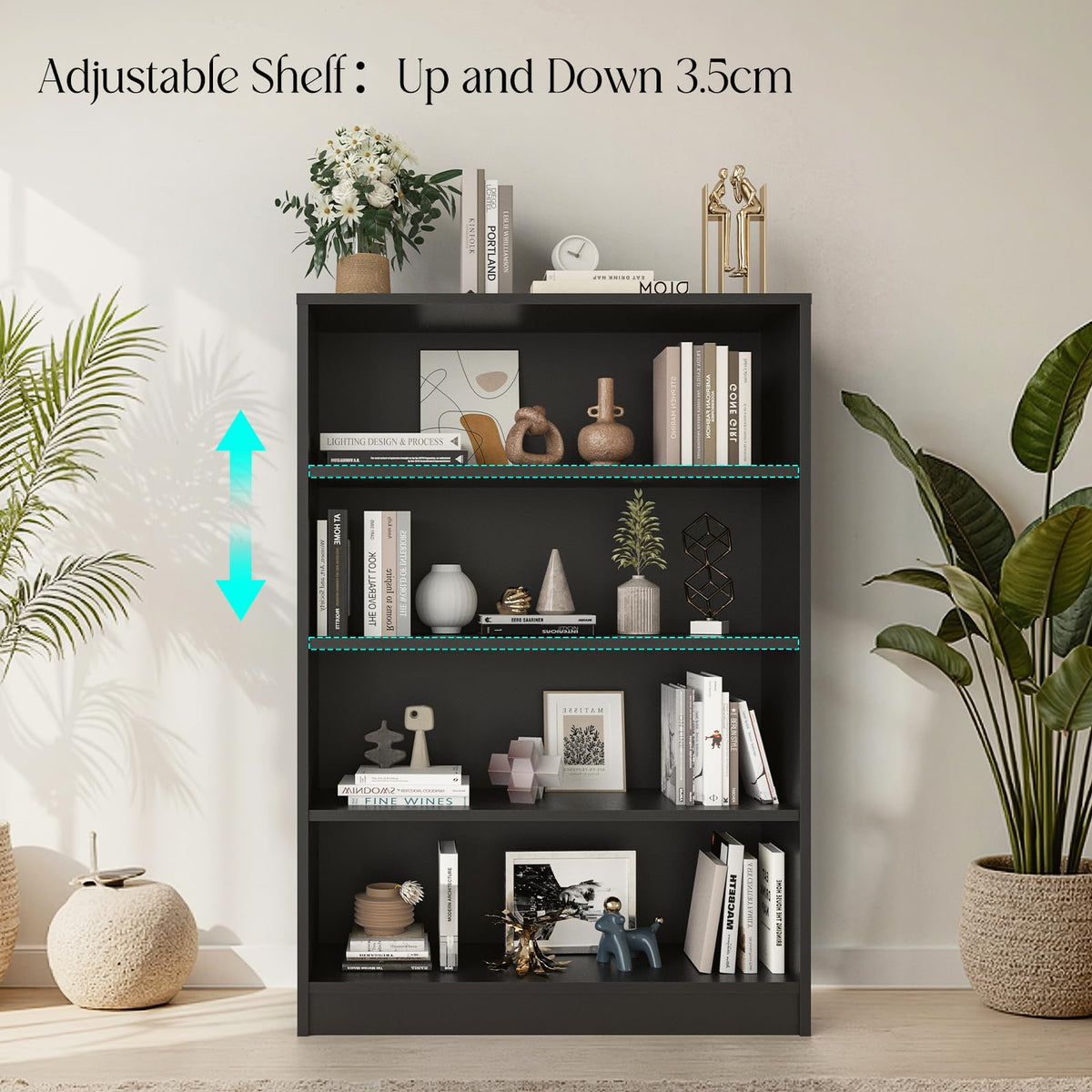 48 Inch 4-Shelf Wood Bookcase C9219