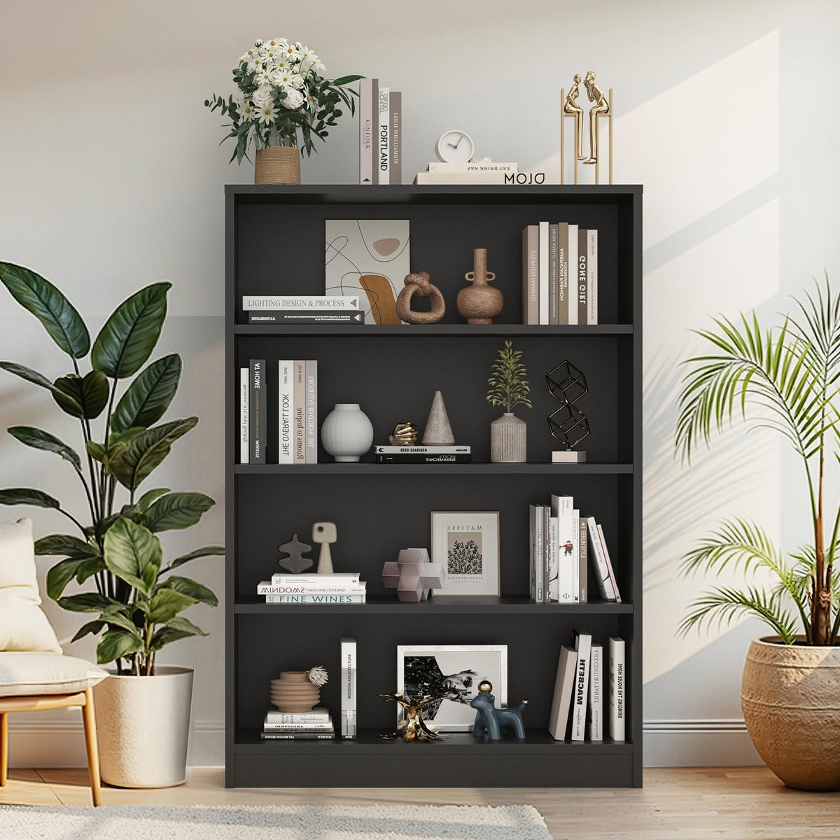 48 Inch 4-Shelf Wood Bookcase C9219