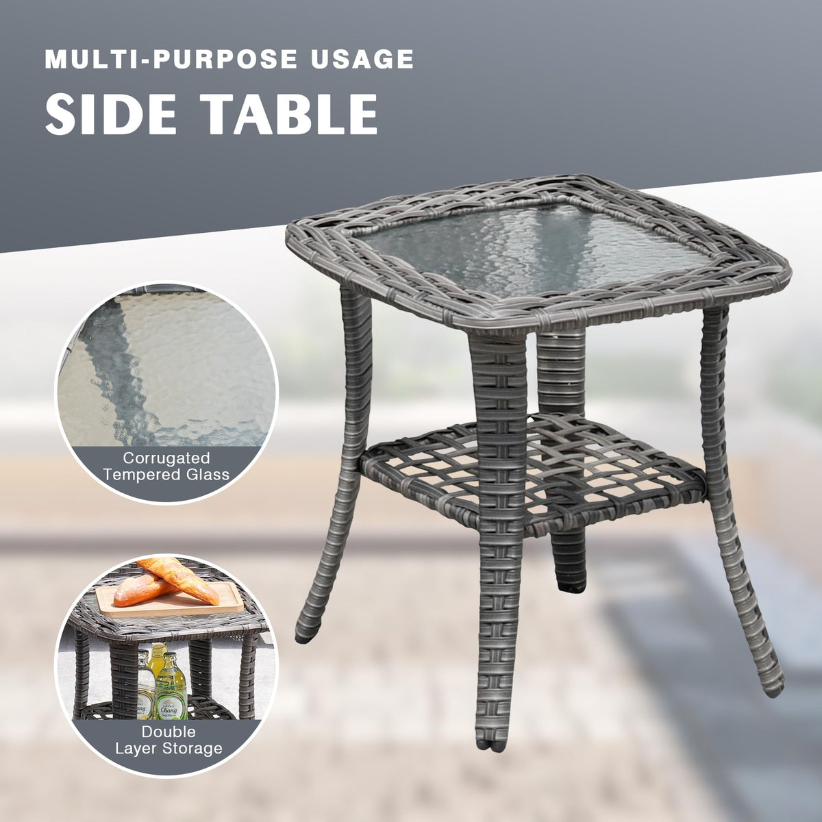 6 Piece Wicker Patio Furniture Set with Fire Pit Table F626257