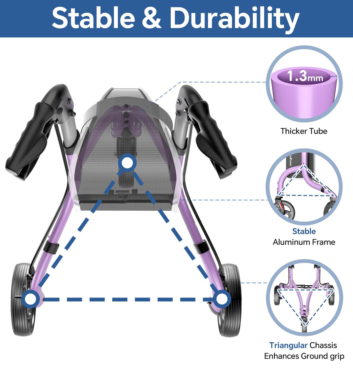 Lightweight Foldable Aluminum 3 Wheel Walkers D376143