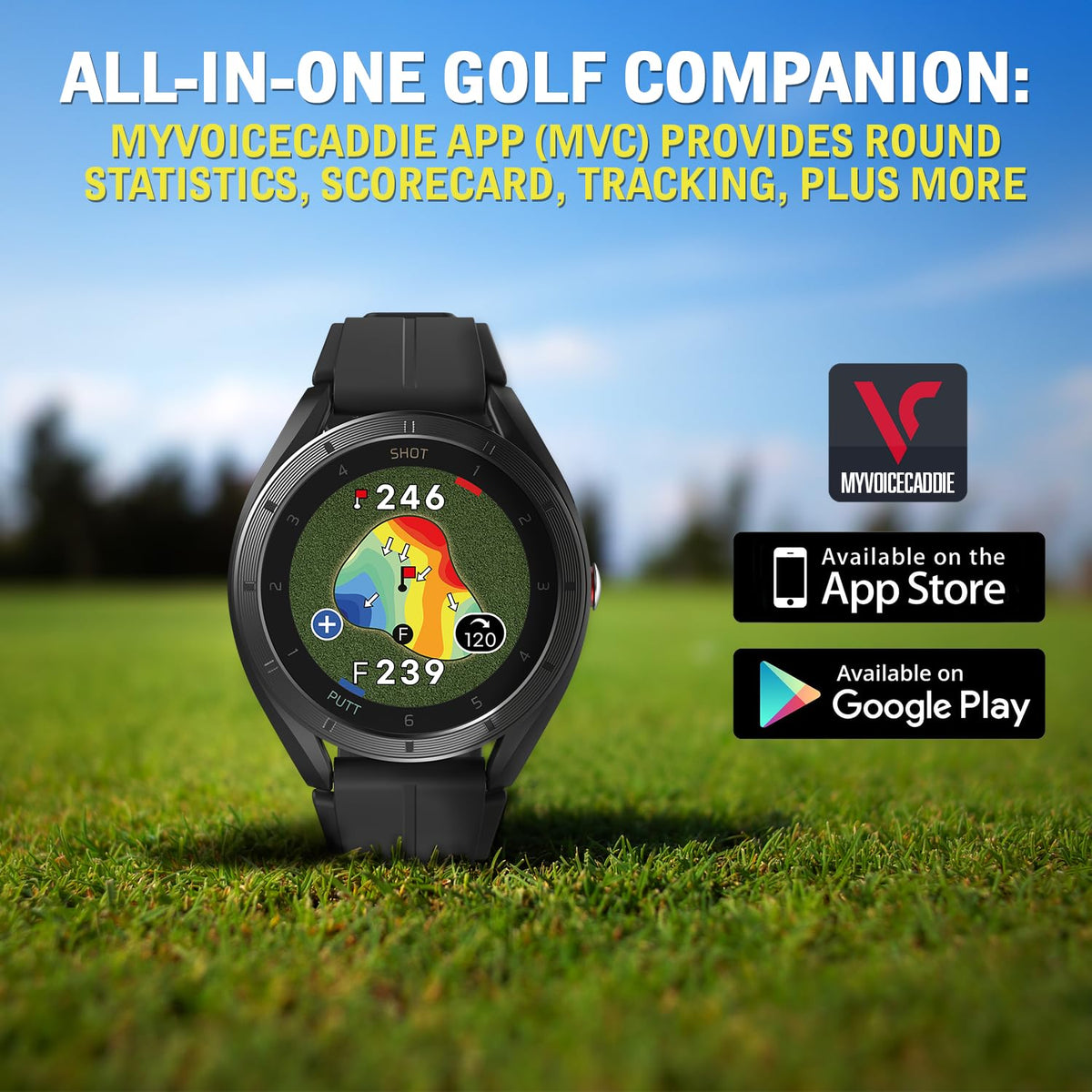 GPS Golf Watch with Green Undulation Slope Mode 1.2" Color Touchscreen Y65676