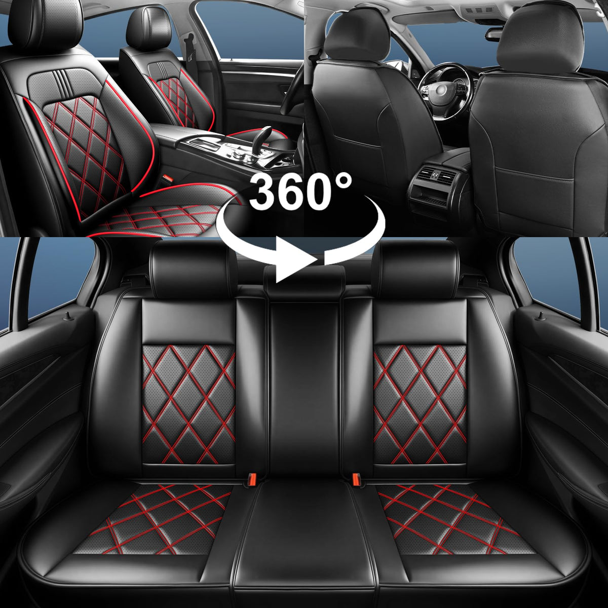 Car Seat Covers Red Black N4929