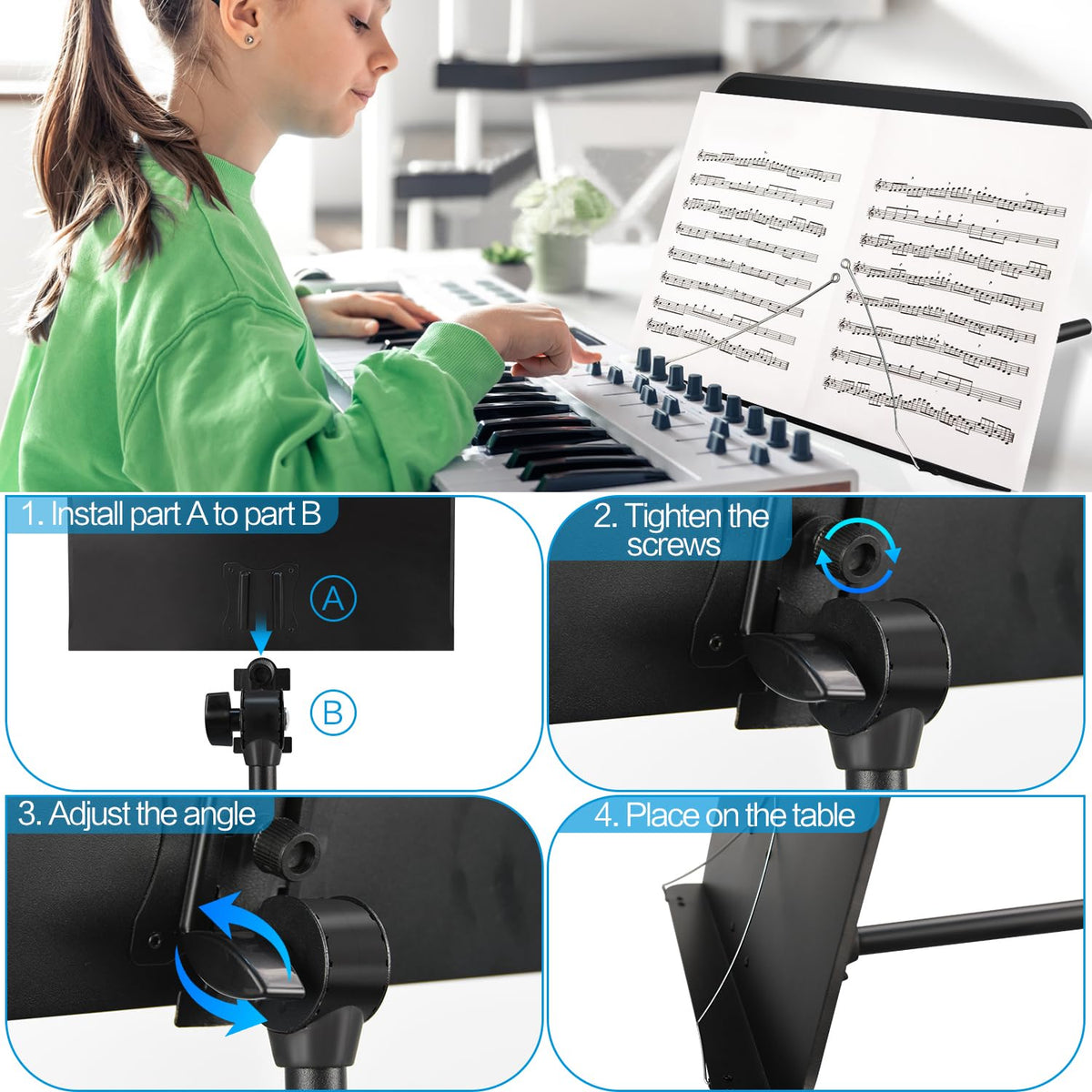 Adjustable Sheet Music Stand with Carry Bag V646316