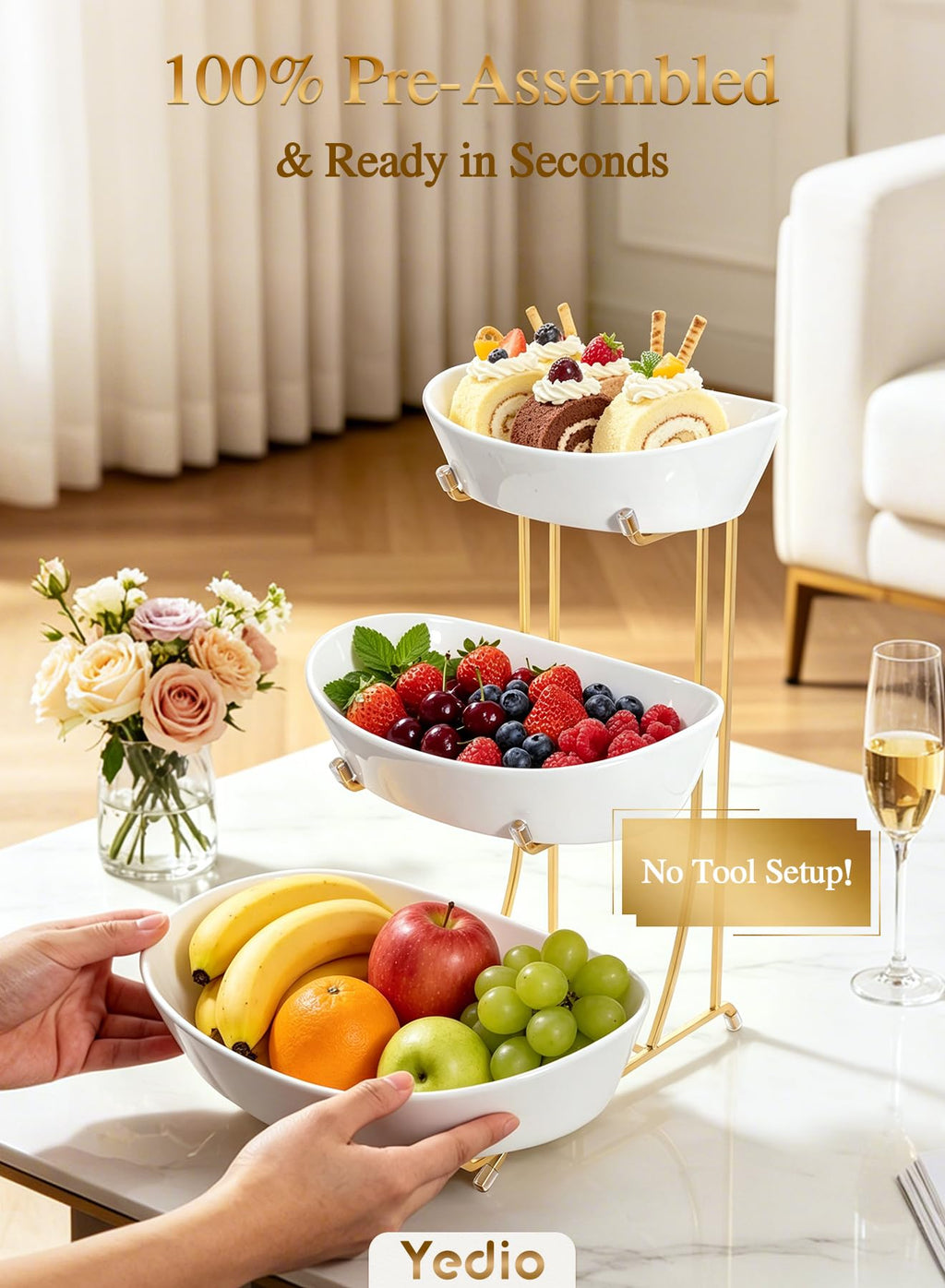 3 Tier Ceramic Fruit Bowl L619079