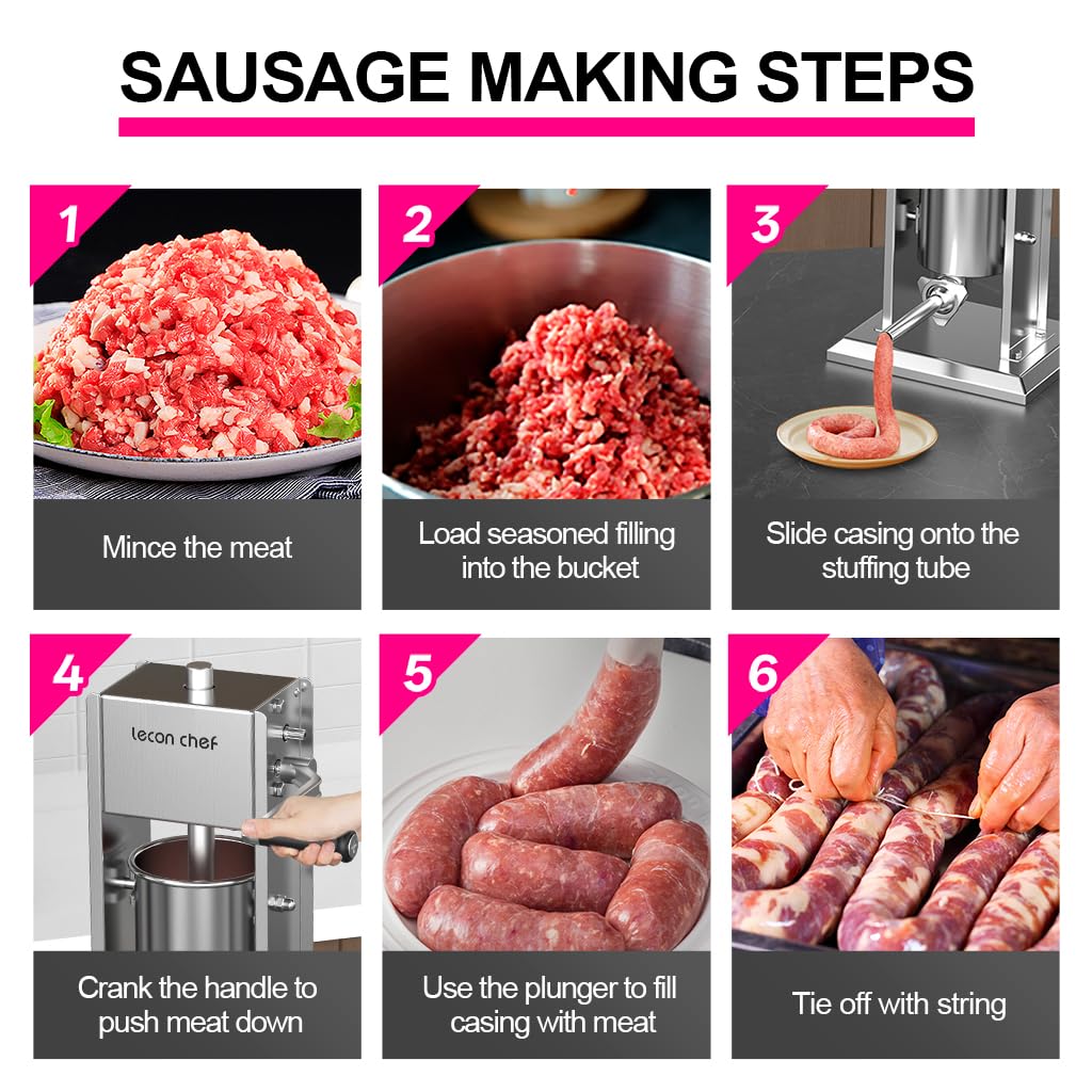 Manual Sausage Stuffer 11lbs/5L Vertical 4 Tubes B19909