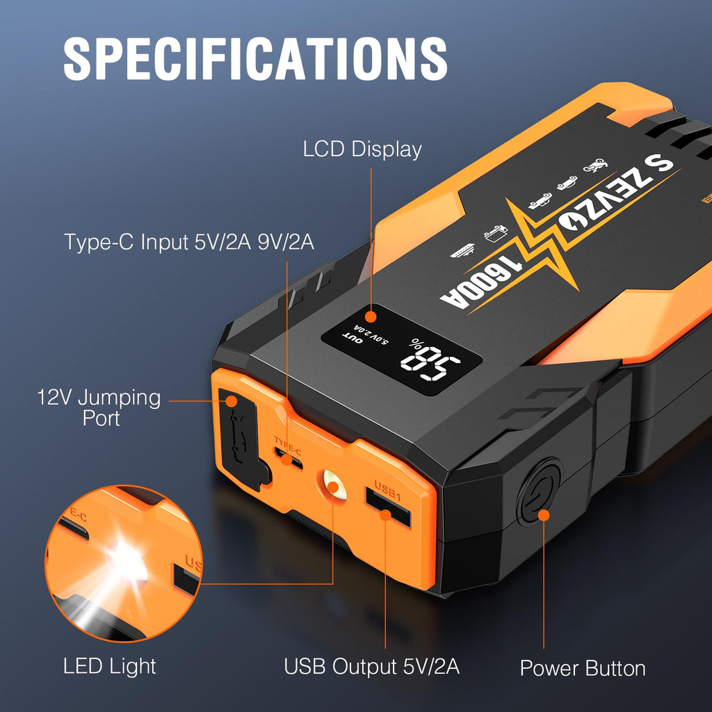 1600A Peak Portable Jump Starter S535