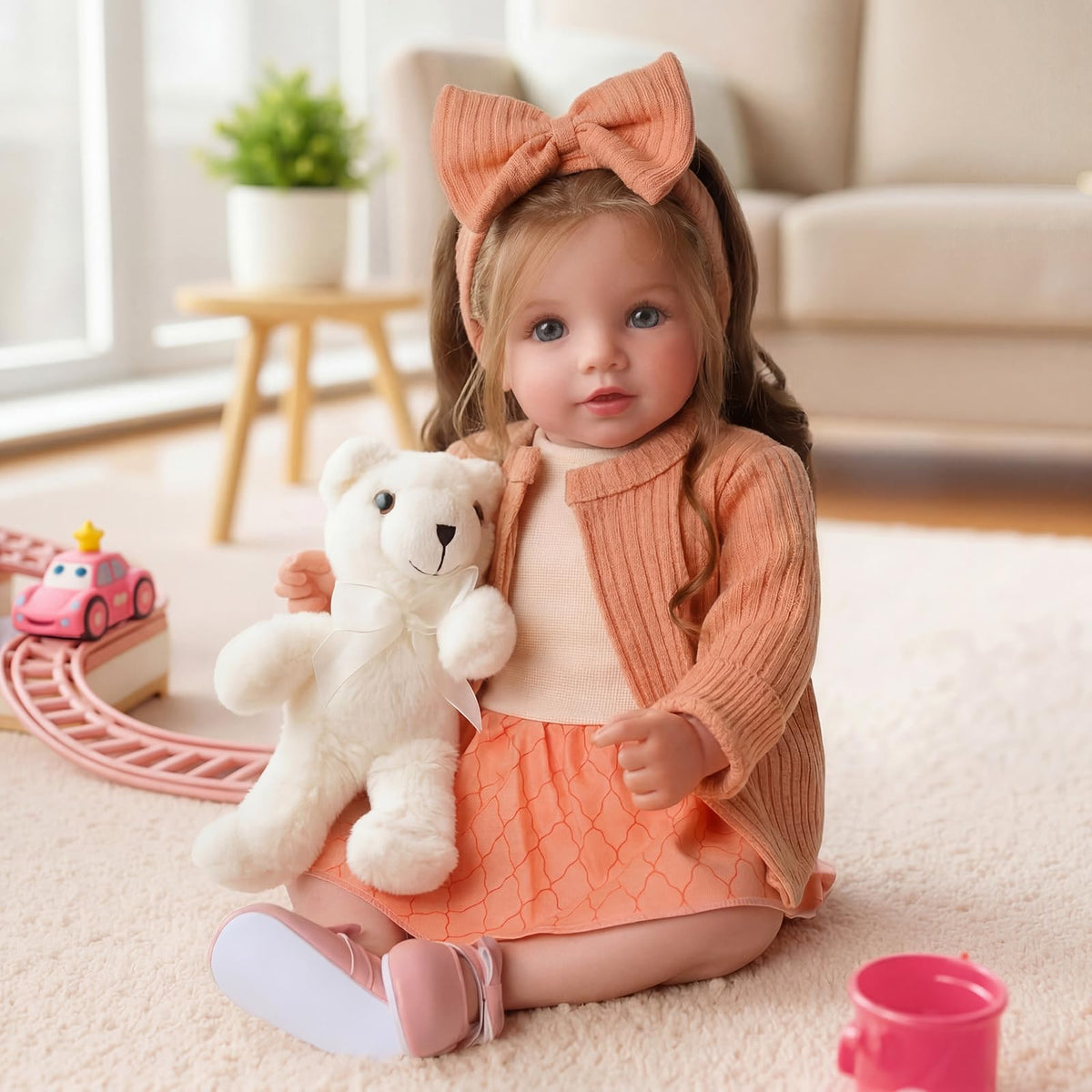 20 Inch Reborn Baby Dolls with Brown Hair T3496