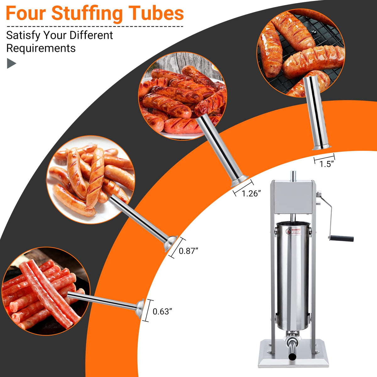 Heavy Duty Stainless Steel 15LBS Manual Sausage Stuffer Machine H1630